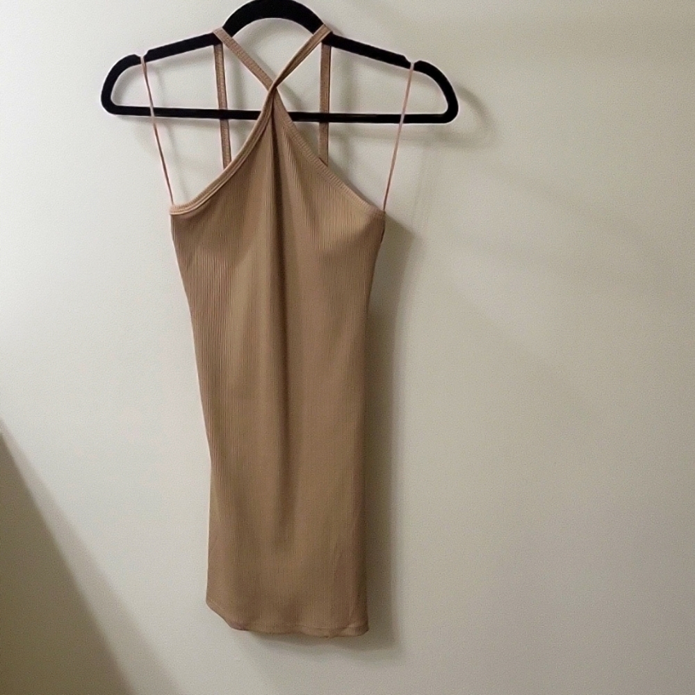 Body-con tan dress